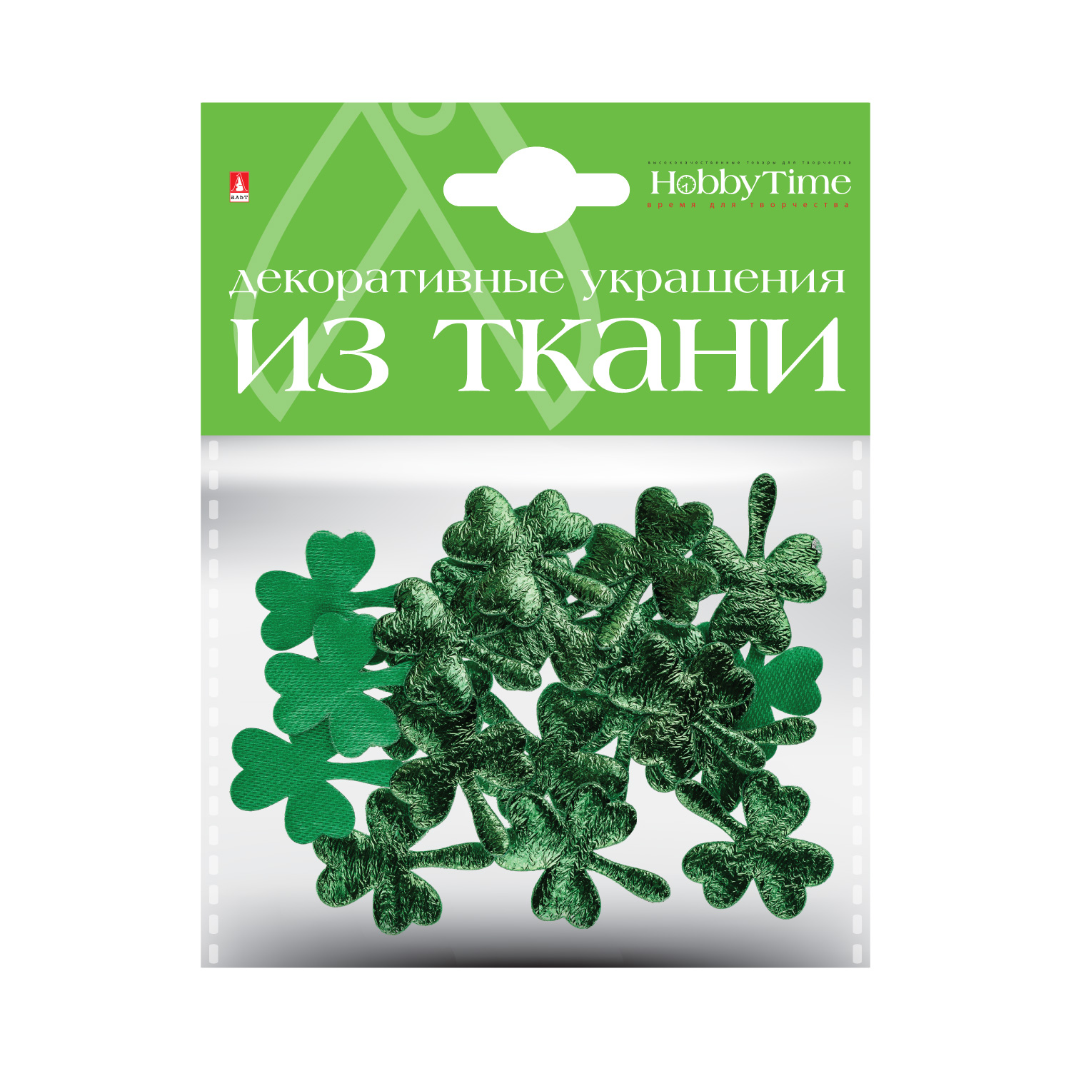 ДЕКОРАТИВНЫЕ УКРАШЕНИЯ ИЗ ТКАНИ, НАБОР №16 "ЛИСТОЧКИ - 2" (4 ВИДА)