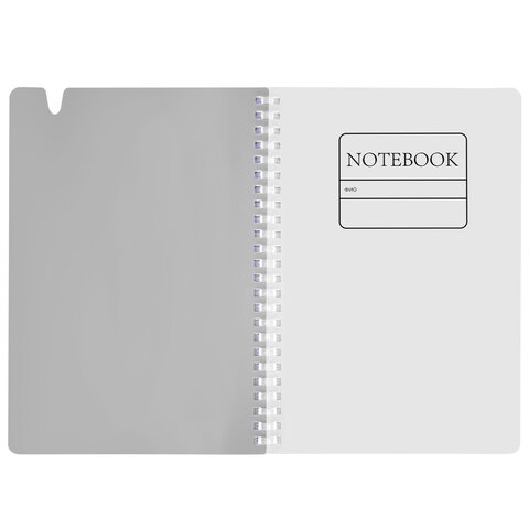 Тетрадь обложка пластик, А5 80 л., гребень мягкий, вырубка для ручки, клетка,