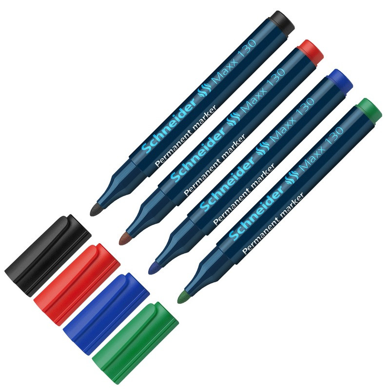 Маркер перманентный SCHNEIDER 130 набор 4 цв. Маркер перманентный SCHNEIDER 130 набор 4 цв.