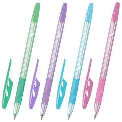 Ручки шариковые с грипом BRAUBERG "ULTRA GT PASTEL", НАБОР 8 ШТУК,