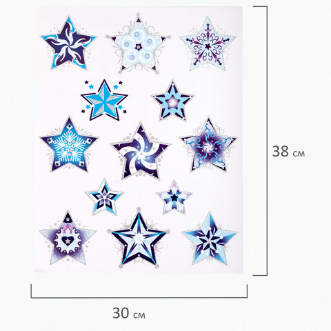 Украшение для окон и стекла ЗОЛОТАЯ СКАЗКА "Синие снежинки 4", 30х38 Украшение для окон и стекла ЗОЛОТАЯ СКАЗКА "Синие снежинки 4", 30х38