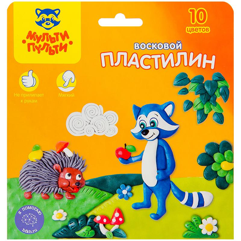 Пластилин "Енот в лесу" 10 цветов, 150г, восковой, со стеком, картон с Пластилин "Енот в лесу" 10 цветов, 150г, восковой, со стеком, картон с