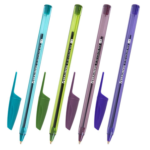 Ручки шариковые BRAUBERG X-30 COLOR MIX, КОМПЛЕКТ 12 ШТ., СИНИЕ, пишущий узел 1