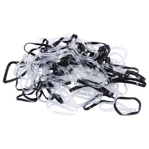 Резинки для волос НАБОР 250 шт., силиконовые, большие, чёрный, прозрачный, MONTE
