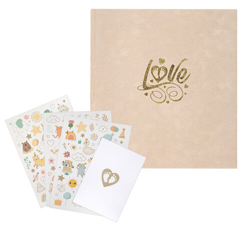 Фотоальбом-анкета детский 23х25 см, 32 листа, стикеры, открытка, конверт, Фотоальбом-анкета детский 23х25 см, 32 листа, стикеры, открытка, конверт,