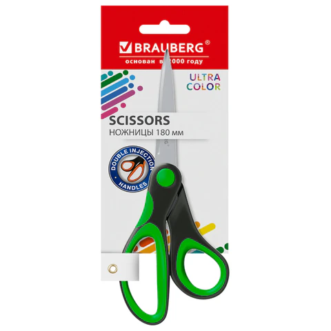 Ножницы BRAUBERG "ULTRA COLOR", 180 мм, эргономичные прорезиненные Ножницы BRAUBERG "ULTRA COLOR", 180 мм, эргономичные прорезиненные
