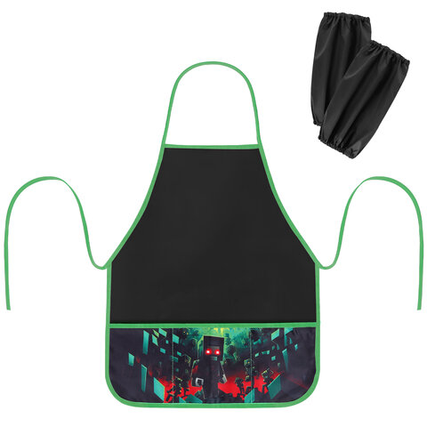 Фартук с нарукавниками для уроков труда BRAUBERG, 3 кармана, 46x54 см, Фартук с нарукавниками для уроков труда BRAUBERG, 3 кармана, 46x54 см,