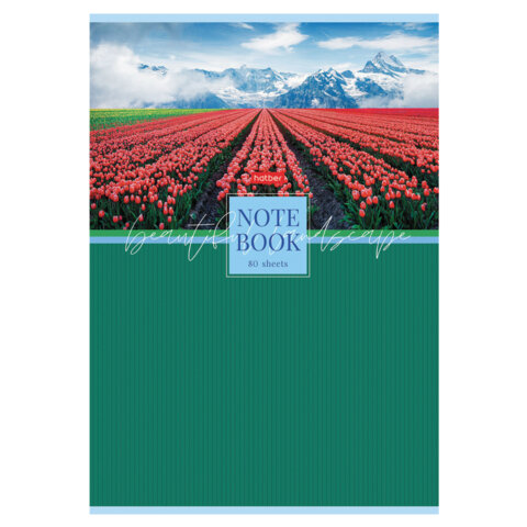 Тетрадь А4 80 л., HATBER, скоба, клетка, глянцевая ламинация, "Живописные Тетрадь А4 80 л., HATBER, скоба, клетка, глянцевая ламинация, "Живописные