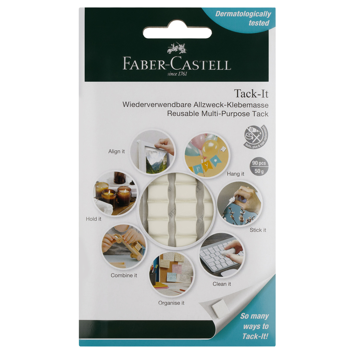 Масса для приклеивания Faber-Castell "Tack-It", 90 кубиков, 50г., Масса для приклеивания Faber-Castell "Tack-It", 90 кубиков, 50г.,