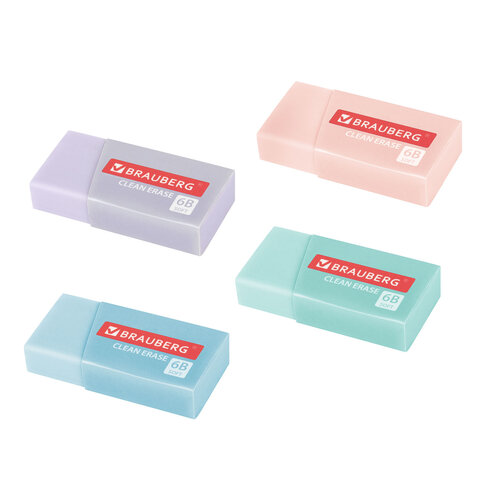 Ластик BRAUBERG "PASTEL MATTE", 50х24х10 мм, прямоугольный, картонный