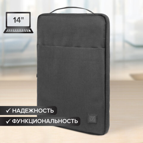 Чехол для ноутбука BRAUBERG "Option" 14'' с ручкой и карманом, черный,