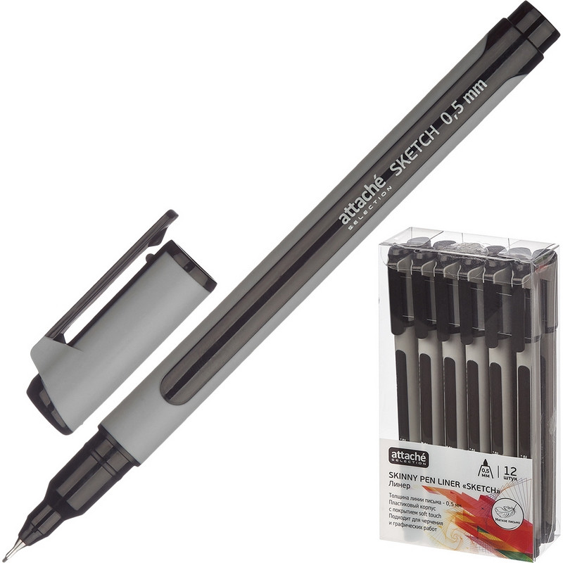 Линер Attache Selection корпус soft touch 0,5мм черный Линер Attache Selection корпус soft touch 0,5мм черный