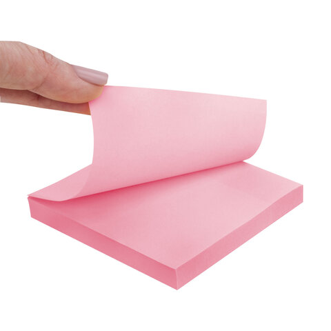 Блок самоклеящийся (стикеры) STAFF STANDARD, ПАСТЕЛЬНЫЙ 76х76 мм, розовый, 100