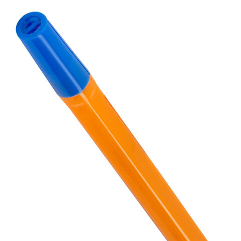 Ручка шариковая STAFF "Basic BP-66 ORANGE", СИНЯЯ, корпус оранжевый,