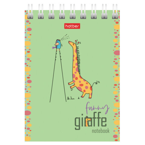 Блокнот МАЛЫЙ ФОРМАТ А7, 60 л., гребень, картон, клетка, HATBER, "Веселый Блокнот МАЛЫЙ ФОРМАТ А7, 60 л., гребень, картон, клетка, HATBER, "Веселый