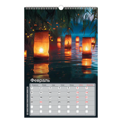Календарь на гребне с ригелем 2027 г., 30х45 см, BRAUBERG, "Уют",