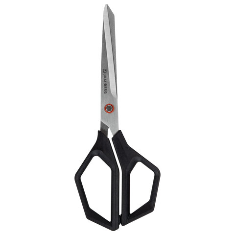 Ножницы BRAUBERG "Super black" 220 мм, черные, 3-сторонняя заточка,