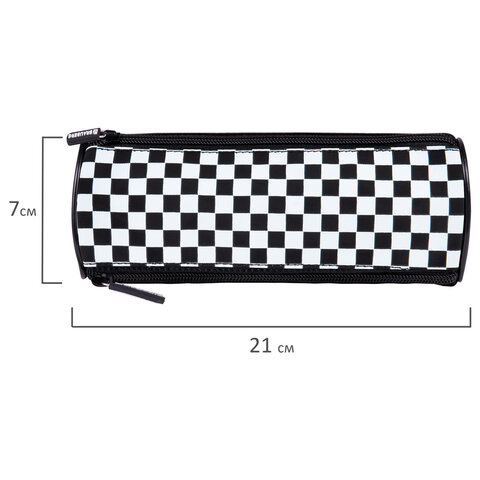 Пенал мягкий BRAUBERG, 3 отделения, нейлон, 21х7х7 см, "Black and