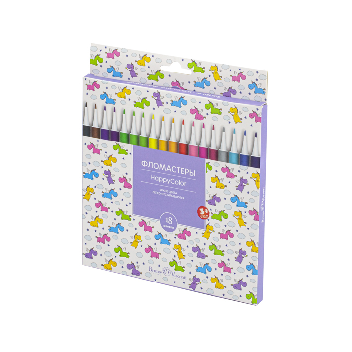 ФЛОМАСТЕРЫ "HAPPYCOLOR" 18 ЦВ. 4 ВИДА ФЛОМАСТЕРЫ "HAPPYCOLOR" 18 ЦВ. 4 ВИДА