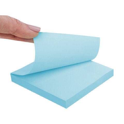 Блок самоклеящийся (стикеры) STAFF STANDARD, ПАСТЕЛЬНЫЙ 76х76 мм, голубой, 100