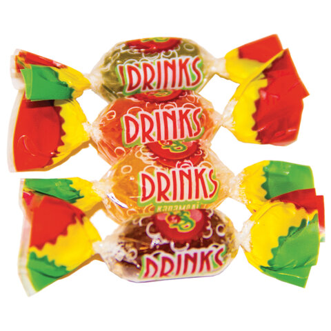 Карамель леденцовая ассорти МИНИ "Drinks", 4 вкуса, 1 кг, BAYAN SULU,