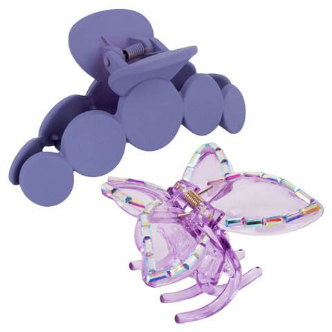 Крабы для волос НАБОР 2 шт., 7 см / 10 см, глянцевый, soft-touch, фиолетовый, Крабы для волос НАБОР 2 шт., 7 см / 10 см, глянцевый, soft-touch, фиолетовый,