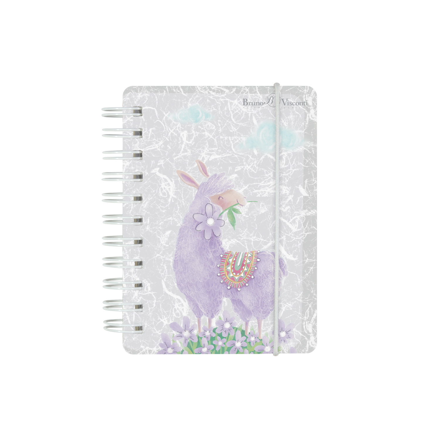 "CUTE JOURNAL" А7, 80 Л. НА ГРЕБНЕ С РЕЗИНКОЙ "ЛАВАНДОВЫЕ