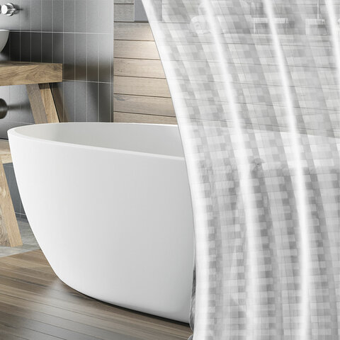 Штора для ванной комнаты LENS FLARE с 3D-эффектом водонепроницаемая, 180х180 см,