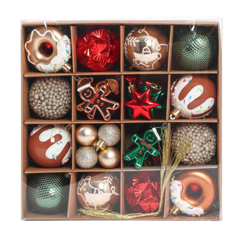 Шары елочные НАБОР 42 предмета "Xmas Inspiration", пластик/пенопласт,