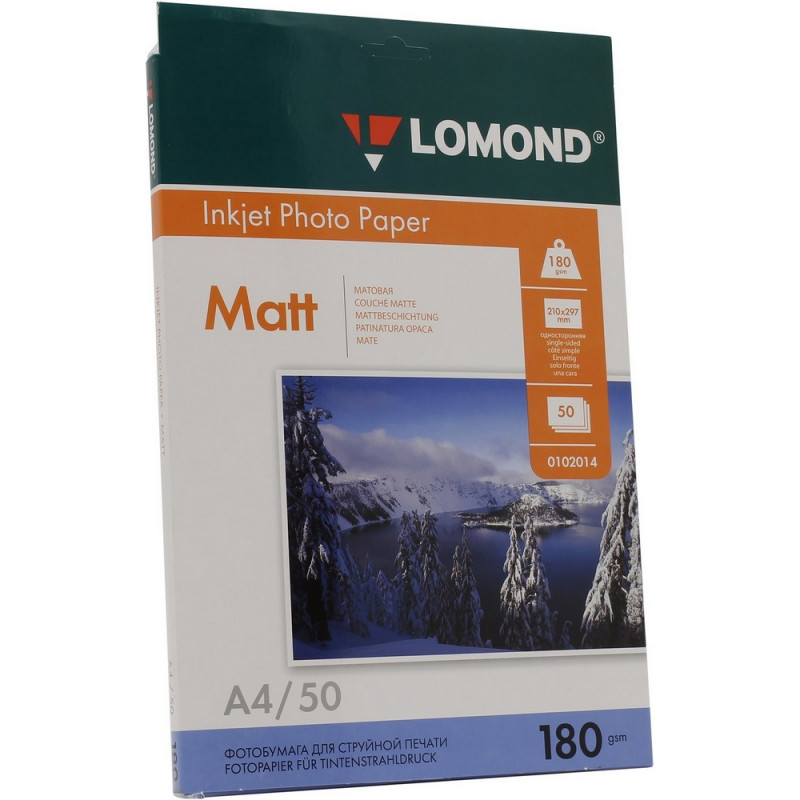 Фотобумага LOMOND односторонняя матовая 180г A4 50л. 0102014 Фотобумага LOMOND односторонняя матовая 180г A4 50л. 0102014