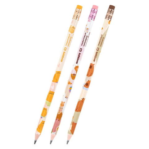 Карандаш чернографитный с принтом ЮНЛАНДИЯ "FAT ANIMALS", 1 шт., HB, с