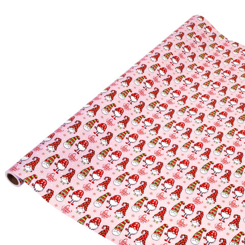 Бумага упаковочная мелованная BIG SIZE новогодняя "Гномики", 0,7х10 м,