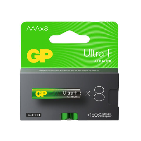 Батарейки КОМПЛЕКТ 8 шт., GP Ultra Plus G-Tech, AAA (LR03), алкалиновые, Батарейки КОМПЛЕКТ 8 шт., GP Ultra Plus G-Tech, AAA (LR03), алкалиновые,