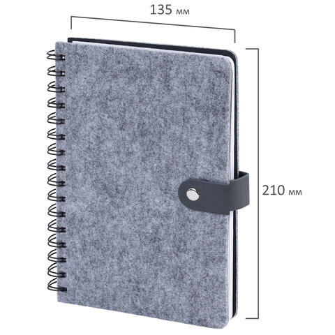 Ежедневник недатированный, А5, 135х210 мм, BRAUBERG "Felt", на гребне,