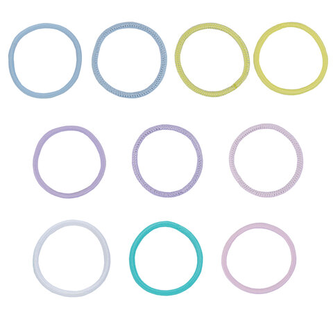 Резинки для волос НАБОР 10 шт., 0,4х14 см, разные цвета, с блестками АССОРТИ,