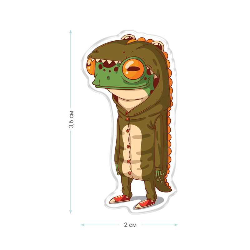 Значок акриловый MESHU "Frogodile", прямая УФ-печать, 2,0*3,6см