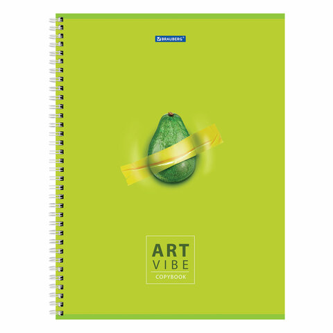 Тетрадь А4, 96 л., BRAUBERG, гребень, клетка, глянцевый лак, "Avo",