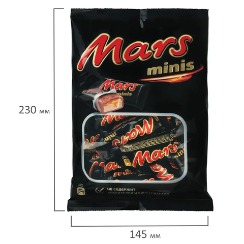 Батончики шоколадные мини MARS "Minis" с нугой и карамелью в молочном Батончики шоколадные мини MARS "Minis" с нугой и карамелью в молочном
