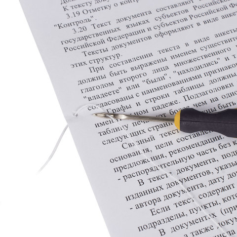 Набор для прошивки документов (шило с ушком, нить 60 м), в блистере, STAFF,