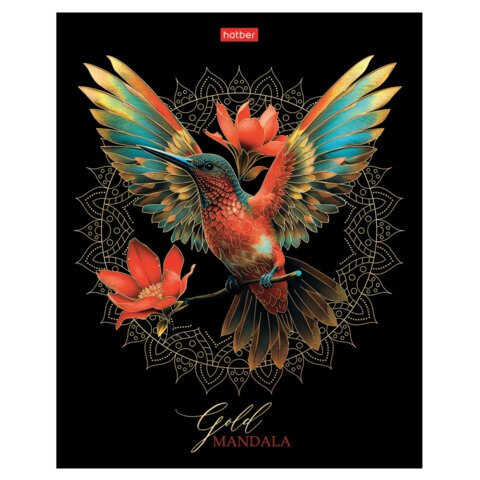 Тетрадь А5, 96 л., HATBER, скоба, клетка, матовая ламинация, 3D-фольга, Тетрадь А5, 96 л., HATBER, скоба, клетка, матовая ламинация, 3D-фольга,