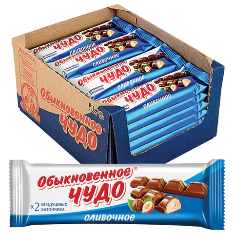 Шоколадный батончик вафельный СЛАВЯНКА "Обыкновенное чудо", сливочный,
