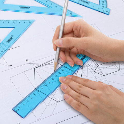 Набор чертежный ПИФАГОР (линейка 20 см, 2 треугольника, транспортир), Набор чертежный ПИФАГОР (линейка 20 см, 2 треугольника, транспортир),