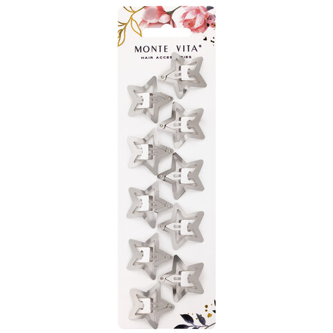 Заколки для волос НАБОР 10 шт., 3 см, клик-клак, звездочки, глянцевый, Заколки для волос НАБОР 10 шт., 3 см, клик-клак, звездочки, глянцевый,
