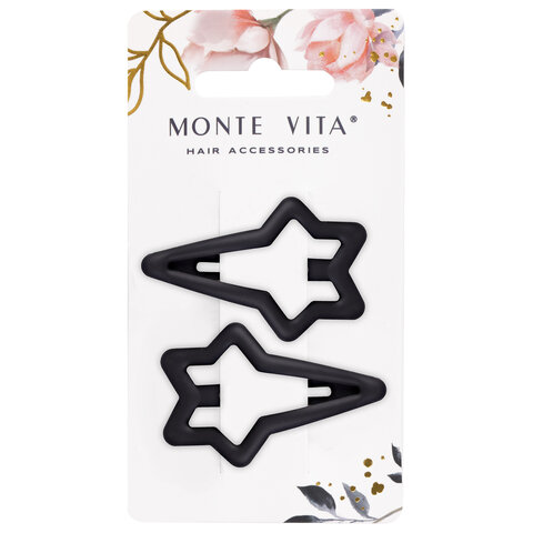 Заколки для волос НАБОР 2 шт., 5,5 см, клик-клак, soft touch, чёрный, MONTE VITA Заколки для волос НАБОР 2 шт., 5,5 см, клик-клак, soft touch, чёрный, MONTE VITA
