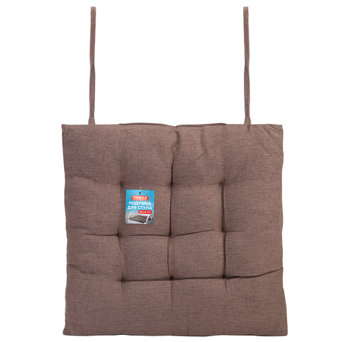 Подушка на стул "РОГОЖКА", 40x40 см, полиэстер, коричневая, PRIMILA