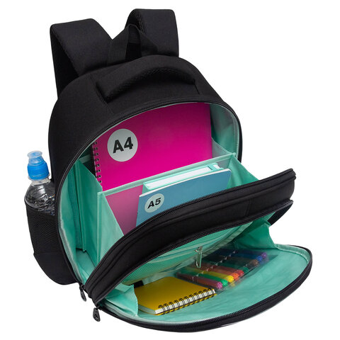 Ранец GRIZZLY анатомическая спинка, c брелоком, для девочек, "I'M