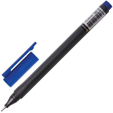 Ручка капиллярная BRAUBERG "Carbon", СИНЯЯ, металлический наконечник,