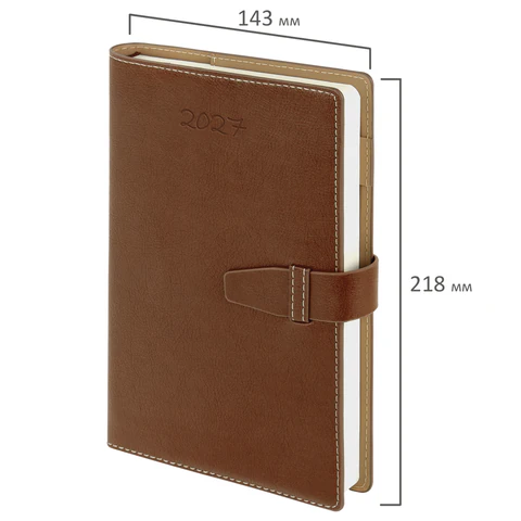 Ежедневник датированный 2027, А5, 143х218 мм, BRAUBERG "Journal", под
