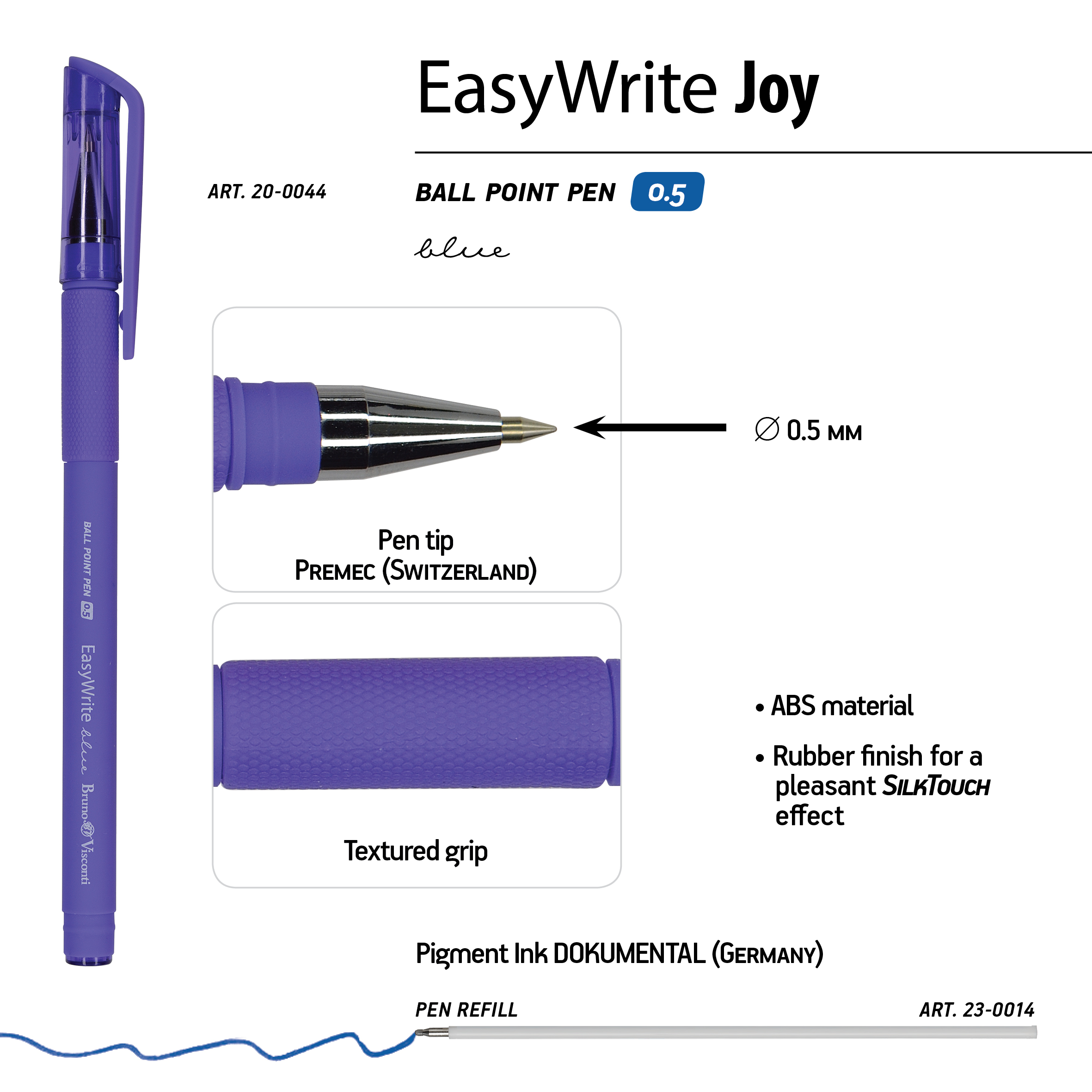 РУЧКА "EasyWrite.JOY" ШАРИКОВАЯ 0.5 ММ, СИНЯЯ (3 цвета корпуса)