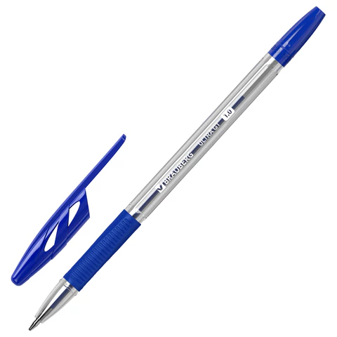 Ручки шариковые с грипом BRAUBERG "ULTRA GT", НАБОР 8 ШТУК, СИНИЕ,